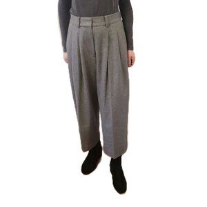COS Grey Womens Barrel Leg Wool & Cashmere Blend High Waisted Trousers Size 8